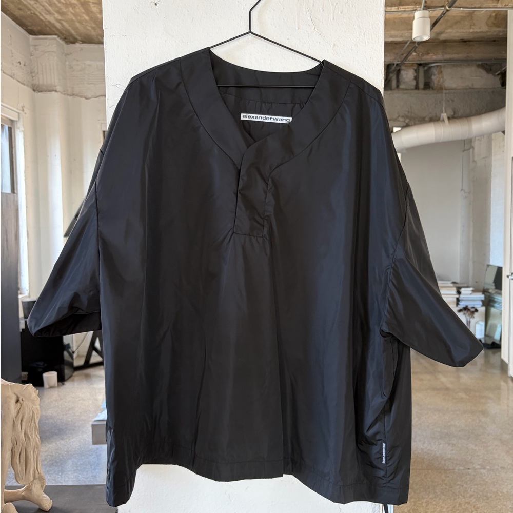 Alexander Wang smock black Baseball Snap Shirt XL oversized NWT